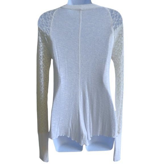 Intimately Free People Ivory No Limits Top Pieced Knit Lace Mock Neck S - Picture 4 of 6
